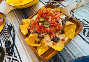 Vegan cashew cheese nachos  at Tito's Bitchin' Burritos & Sourdough Pizzas in Koh Samui