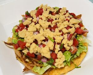 Mushroom Tostada with Vegan Cheesee  at Tito's Bitchin' Burritos & Sourdough Pizzas in Koh Samui