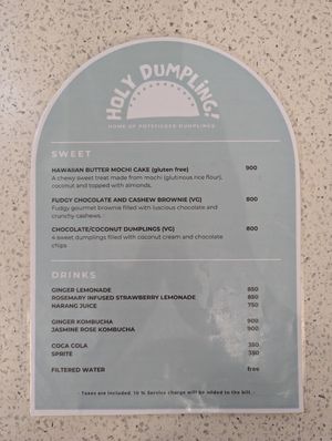 Menu page 2 of 2 at Holy Dumpling! in Colombo