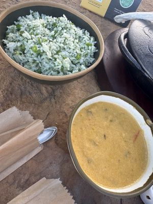 rice and the side of the pastel  at Beach Park Restaurante in Porto Das Dunas