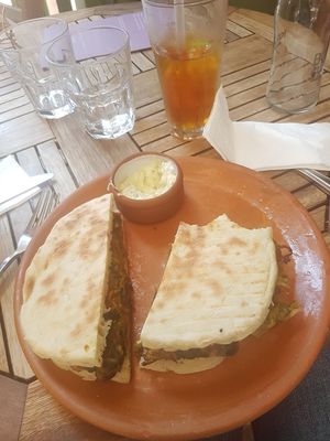 Veggie burger with homemade iced tea at Kahve 6 in Istanbul