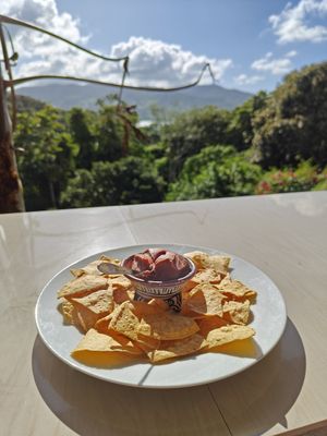 Nachos & Bean Paste at Bar Restaurante Paellas La Oropendola in Nuevo Arenal