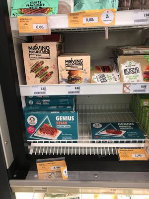 Vegan meats at Sklavenitis in Rhodes