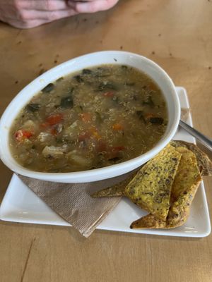 Soup de jour: quinoa veggie  at The Green Moustache - Lorimer Rd in Whistler
