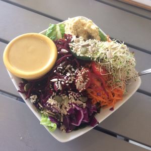 Buddha bowl with hummus  at The Green Moustache - Lorimer Rd in Whistler