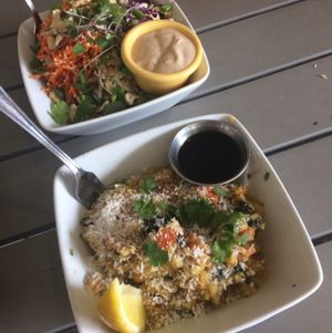 Raw Pad Thai (back) and Healing Kitchari (front) at The Green Moustache - Lorimer Rd in Whistler