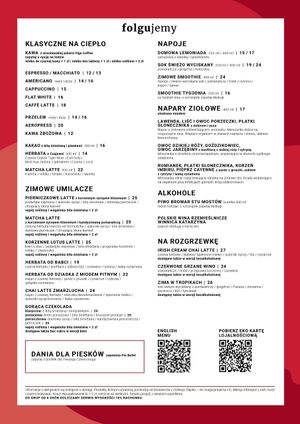Menu drinks   at Folgujemy in Wroclaw