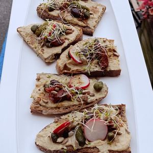 Petites bruschettas at La Droguerie in Vernoux-en-vivarais