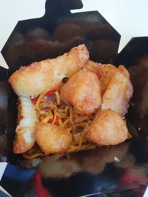 S&p potatoes with veg noodles at Chopstix Noodles in Coventry