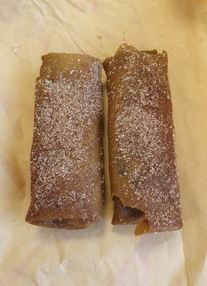 Apple spring rolls (sauce isn't vegan) at Chopstix Noodles in Coventry