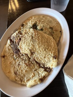 Two big pupusas  at Pupusas Paradise in Denver