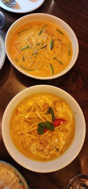 Green Curry and Masaman Curry with tofu at Thai Smile Cuisine in Hilton Head Island