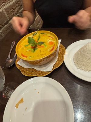 Green Curry with white rice at Thai Smile Cuisine in Hilton Head Island