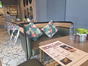 Cosy seating at Opso Cafe in Jaipur