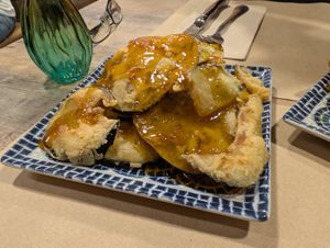 Eggplant with peach sauce at Mestiça NewClassic in Cordoba