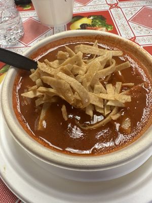 Spicy tortilla soup!  at Pinches Tacos in Las Vegas