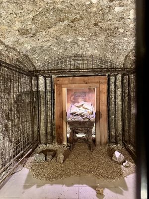 Four stories below the restaurant is this crazy tunnel.   I couldn't find any explanation for it.  at The Inn at Death Valley Dining Room in Death Valley