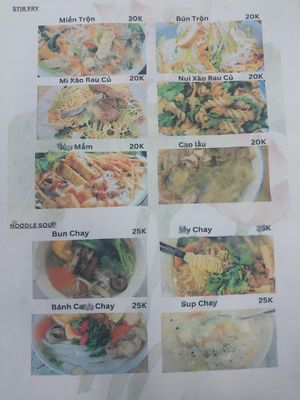 Menu at Quán Chay Gieo Duyên in Da Nang