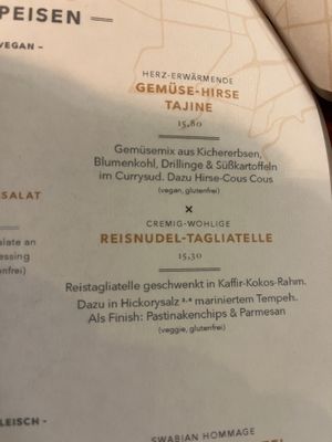 Menu  at Das Reiskorn in Stuttgart