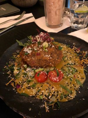 Süßkartoffel Tompinambur Puffer at Das Reiskorn in Stuttgart