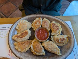 Mushrooms and cabbage feied pierogi at Pierogarnia Stary Młyn in Bydgoszcz