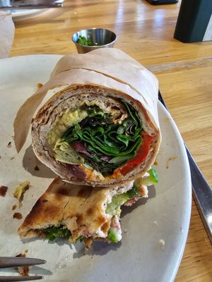 Mediterranean wrap with spicy pesto at True Food Kitchen - Fashion Valley Mall in San Diego