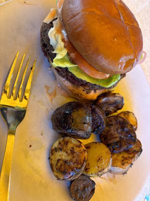 Plant Based Double Cheeseburger with Umami potatoes   at True Food Kitchen - Fashion Valley Mall in San Diego