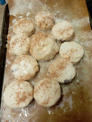 Vegetarian cheese and roasted herb with cumin scones just about to go in the oven  at Aido's - Annascaul Cafe and Pottery in Annascaul