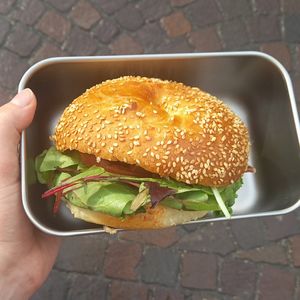 bagel blt (to go 6,50€) at Land & Monkeys - Les Halles in Paris