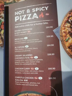 Menu at Panarottis in Western Cape