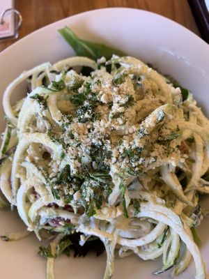 Raw cashew zucchini bowl at 24 Carrots in Tempe
