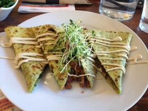 BBQ Lentil Quesadilla at 24 Carrots in Tempe