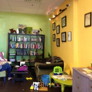 cute mini library inside the restaurant  at 24 Carrots in Tempe