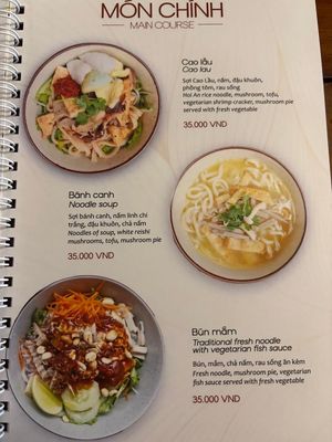 Menu at Sadi Vegan House in Da Nang