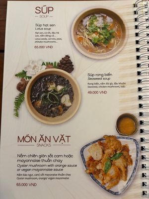 Menu at Sadi Vegan House in Da Nang