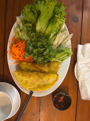 Traditional rice pancakes at Sadi Vegan House in Da Nang