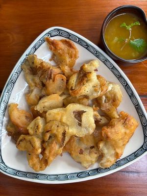 Oyster mushrooms with orange sauce at Sadi Vegan House in Da Nang