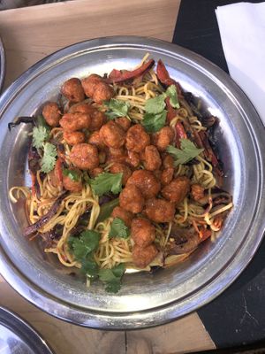 Indo-Chinese Soy Chicken and Noodles Plate. This was amazing at The Sudra - 28th Ave in Portland