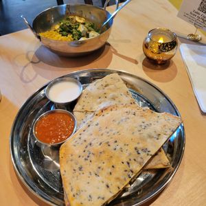 Special-- stuffed Naan with beyond meat and paneer dish at The Sudra - 28th Ave in Portland
