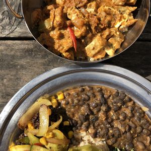 Black Lentil Kofta Plate and Chicken-less Tikka Masala Bowl at The Sudra - 28th Ave in Portland