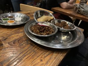 Jackfruit Vindaloo, Black Lentil Kofta, and Tofu 'Paneer' Samosa  at The Sudra - 28th Ave in Portland