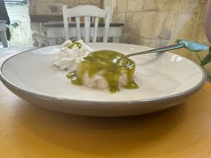 Vegan Panna Cotta with Pistachio Cream   at Too Much - Brunch e Café in Lecce