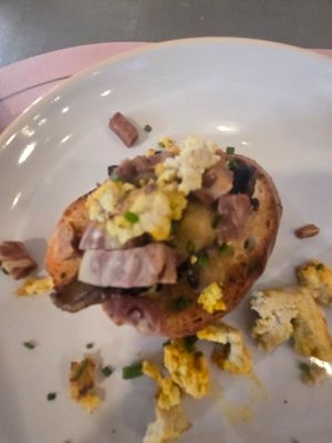 Half of the holendaise toast at Too Much - Brunch e Café in Lecce