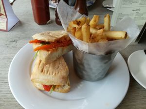 Pannini and chips at The Cosy Club in Cardiff