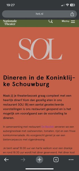 Description   at Restaurant Sol @ The National Theater - Koninklijke Schouwburg in The Hague
