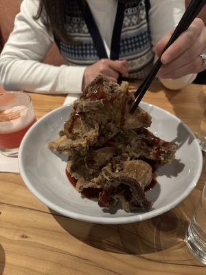 Spicy fried oyster mushrooms  at Village of OM in Sacramento