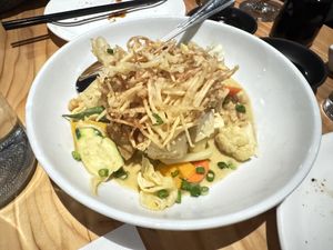 Yellow curry potatoes   at Village of OM in Sacramento