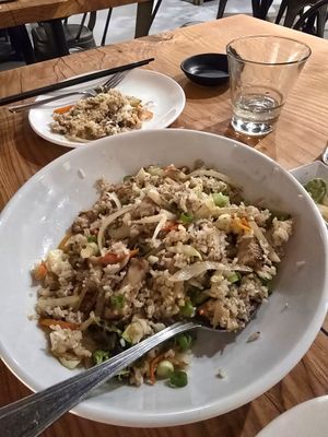 Lion's mane fried rice at Village of OM in Sacramento