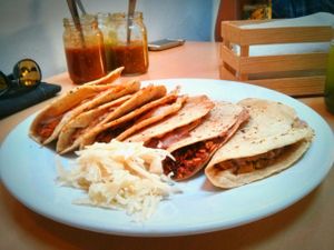 Various delicious tacos. at Lucuma in Guadalajara
