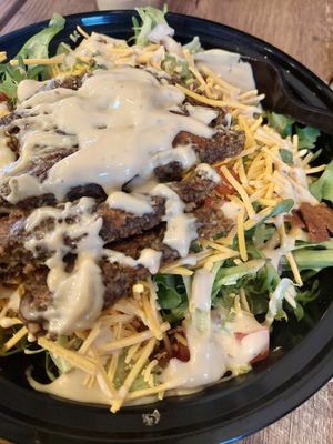 Avocado bacon Cobb bowl with mushroom quinoa burger at Bad Garden Kitchen in Lancaster